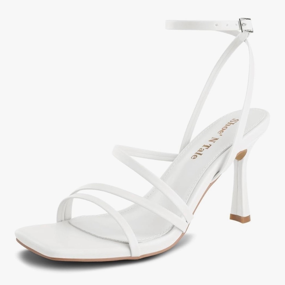 Elegant Strappy White Heels